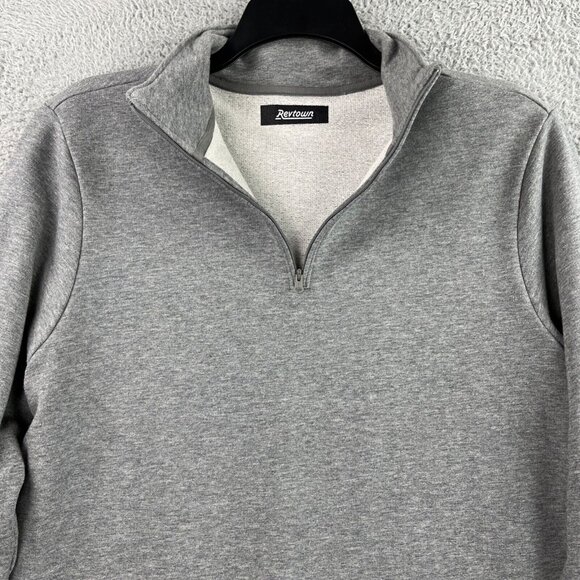 Revtown 1/4 Zip Fleece Pullover Mens Medium Gray Mock Neck Comfort Minimalist - Picture 5 of 16